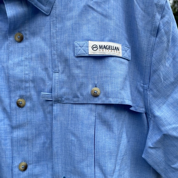 NWT - Magellan Outdoor Fishgear Blue Short Sleeve Button Shirt - Picture 2 of 5